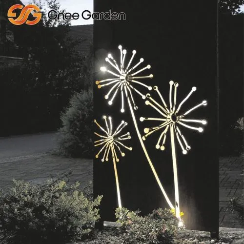 Corten stål utendørs personvernskjerm med løvetannsmønster