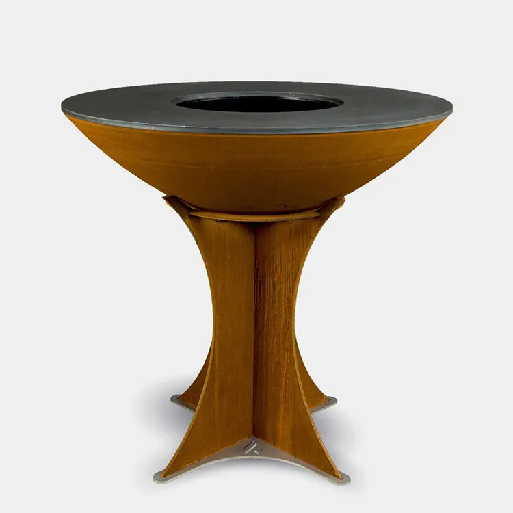 Corten Steel Outdoor Wood BBQ Grill