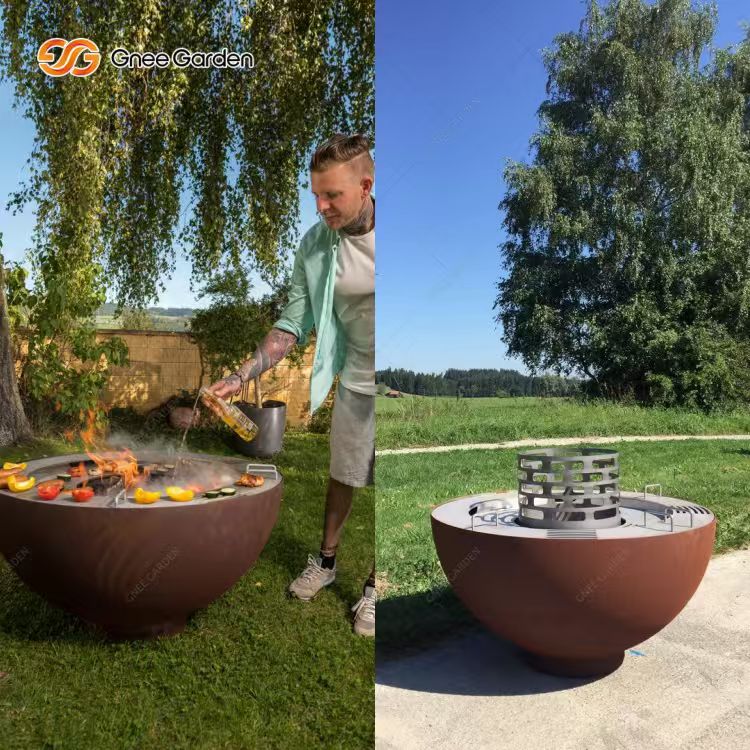 Corten Steel Semi-Sphere Kullgrill BBQ Pit
