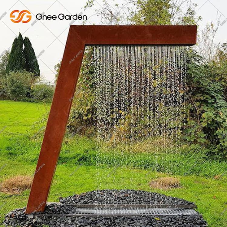 Corten Water Feature med Cascading Waterfall Design