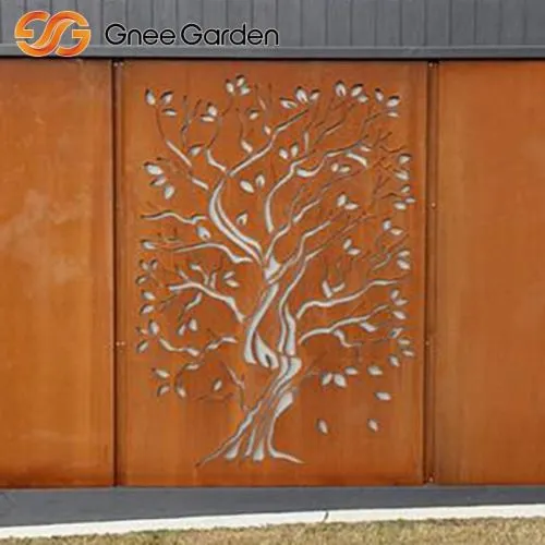 Industrial-stil Corten stål Tree Artwork Garden Divider Screen