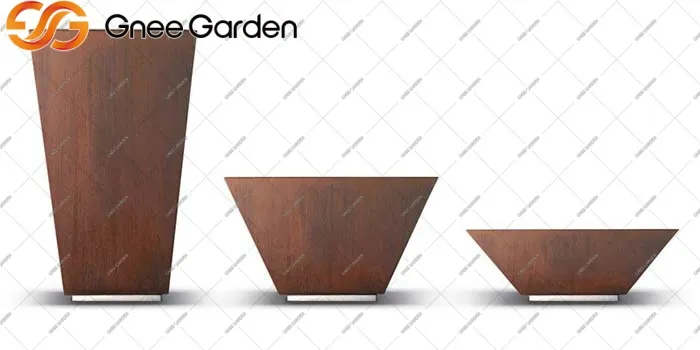 Corten steel metal flower boxes Corten steel metal flower boxes