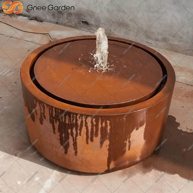 Moderne Corten Stål vannfontene med LED-lys
